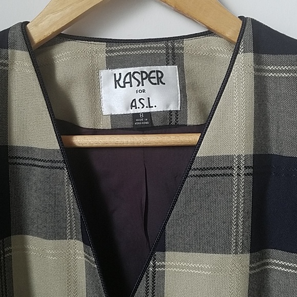 SOLD*** 1980s Navy & Tan Large Check Plaid Blazer - Picture 7 of 8